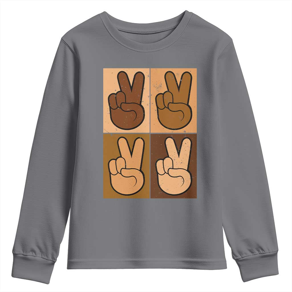Peace Sign Equality for All Youth Sweatshirt Peace Out V Fingers Hand Equal Rights - African Pride