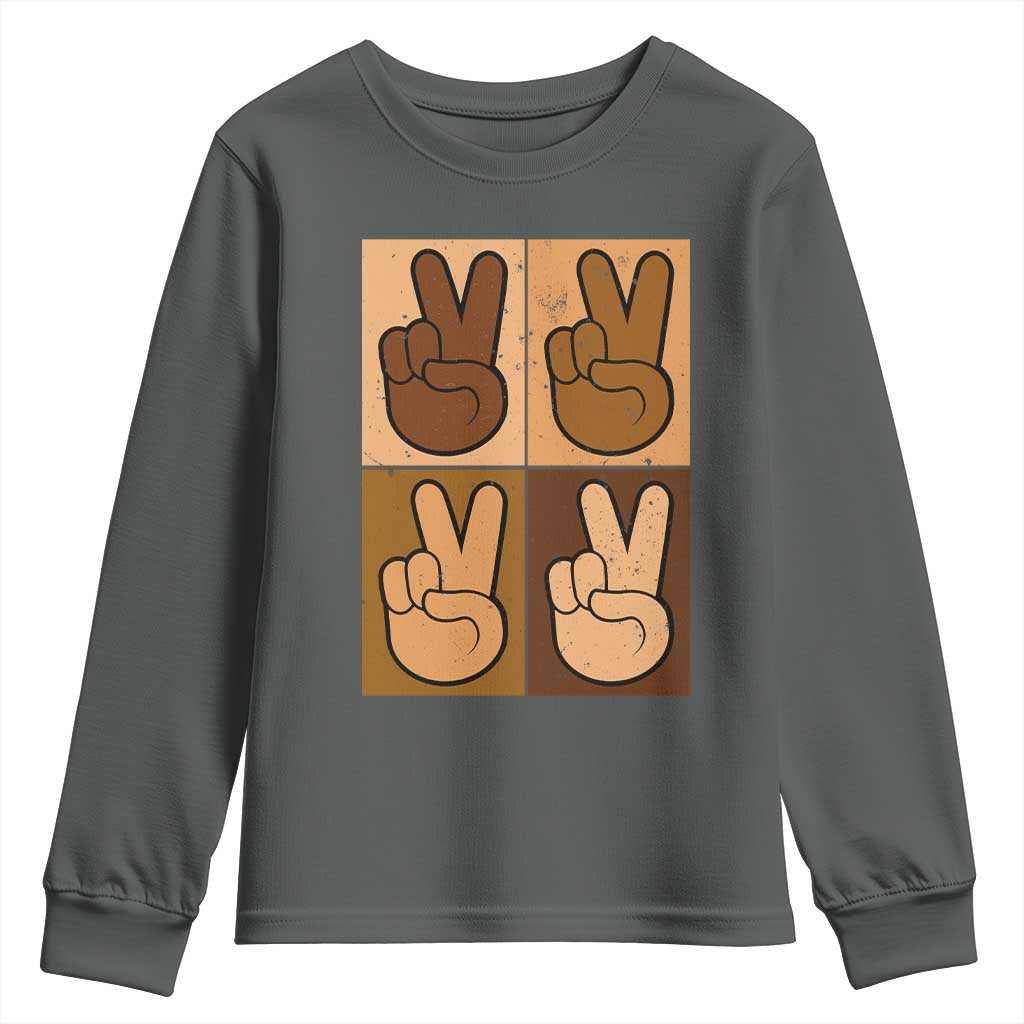 Peace Sign Equality for All Youth Sweatshirt Peace Out V Fingers Hand Equal Rights - African Pride
