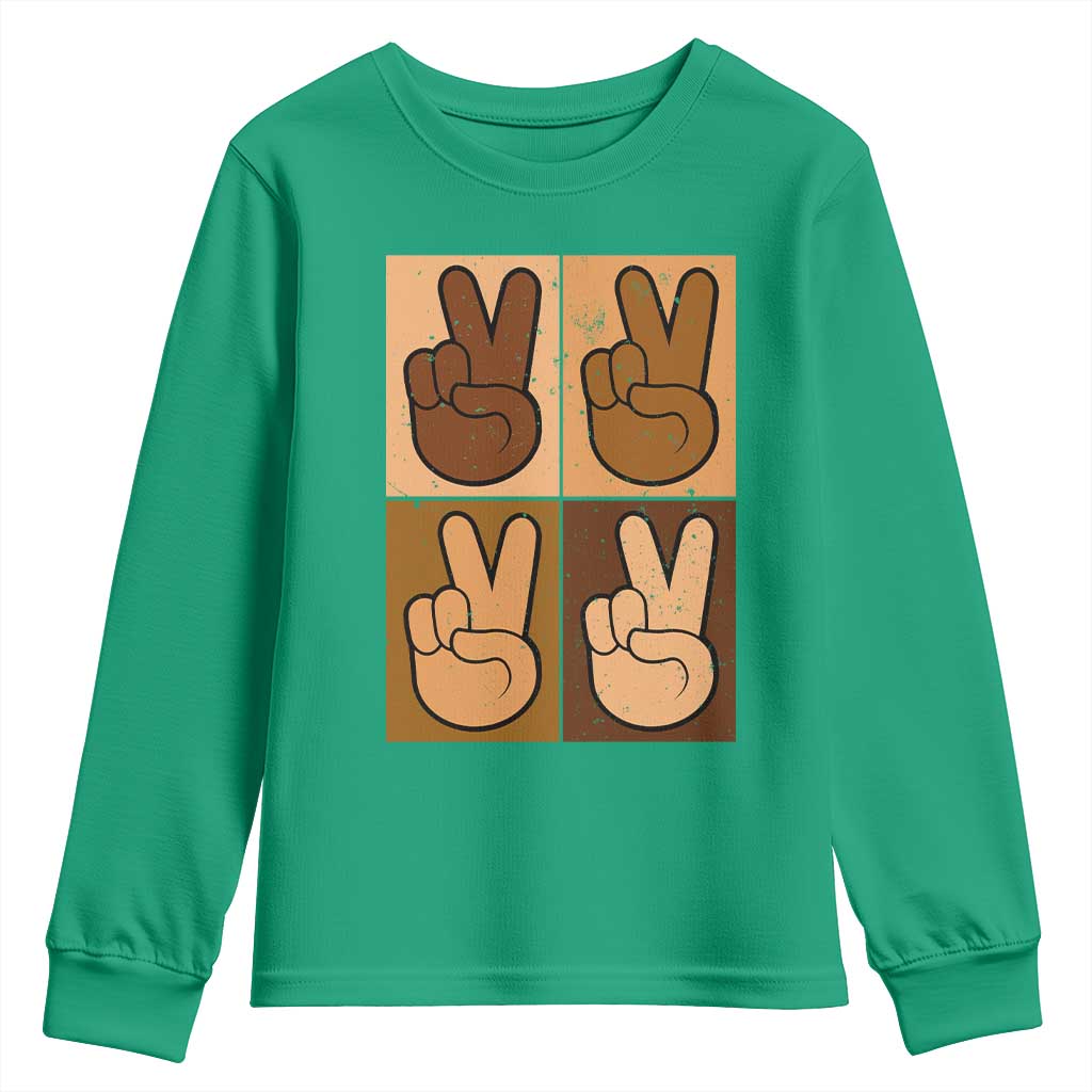 Peace Sign Equality for All Youth Sweatshirt Peace Out V Fingers Hand Equal Rights - African Pride