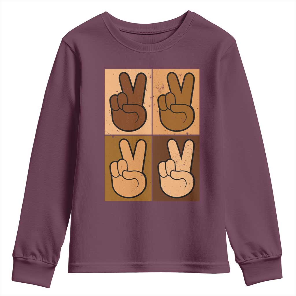 Peace Sign Equality for All Youth Sweatshirt Peace Out V Fingers Hand Equal Rights - African Pride