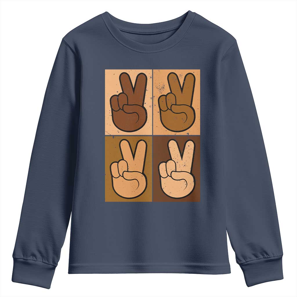 Peace Sign Equality for All Youth Sweatshirt Peace Out V Fingers Hand Equal Rights - African Pride