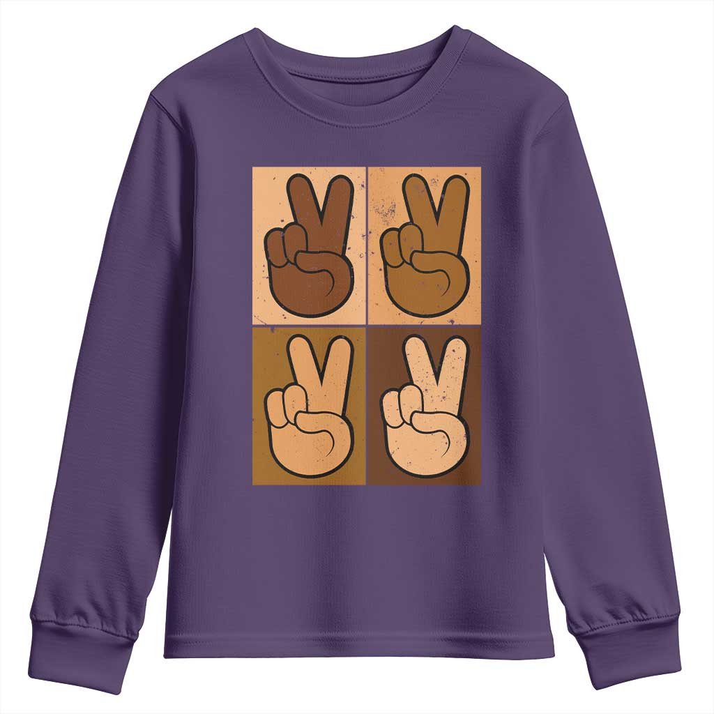Peace Sign Equality for All Youth Sweatshirt Peace Out V Fingers Hand Equal Rights - African Pride
