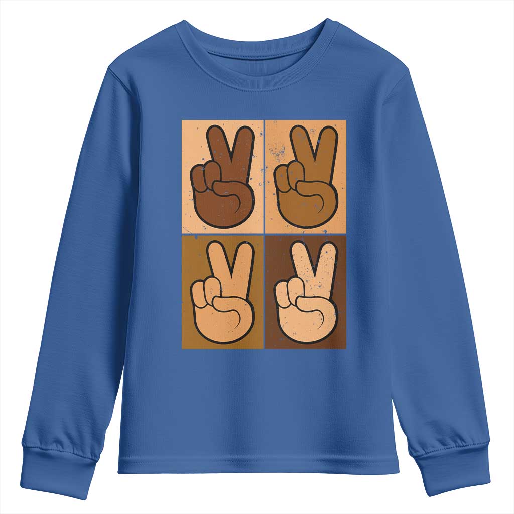 Peace Sign Equality for All Youth Sweatshirt Peace Out V Fingers Hand Equal Rights - African Pride