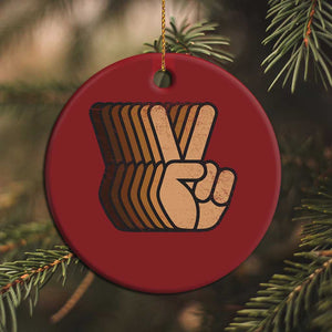 Retro Equality for All Christmas Ornament Peace Sign V Fingers Skin Tone Hands Vintage - African Pride