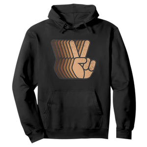 Retro Equality for All Hoodie Peace Sign V Fingers Skin Tone Hands Vintage - African Pride
