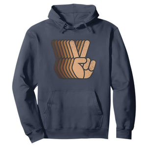 Retro Equality for All Hoodie Peace Sign V Fingers Skin Tone Hands Vintage - African Pride
