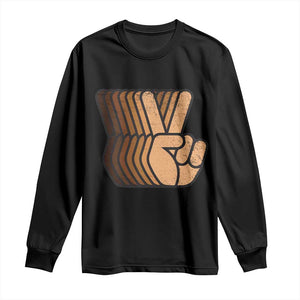 Retro Equality for All Long Sleeve Shirt Peace Sign V Fingers Skin Tone Hands Vintage - African Pride