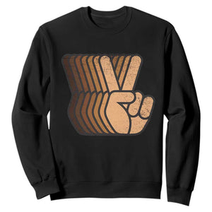 Retro Equality for All Sweatshirt Peace Sign V Fingers Skin Tone Hands Vintage - African Pride