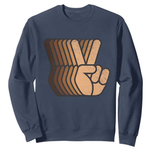 Retro Equality for All Sweatshirt Peace Sign V Fingers Skin Tone Hands Vintage - African Pride