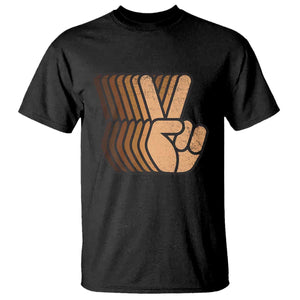 Retro Equality for All T Shirt Peace Sign V Fingers Skin Tone Hands Vintage - African Pride