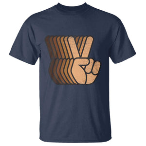 Retro Equality for All T Shirt Peace Sign V Fingers Skin Tone Hands Vintage - African Pride