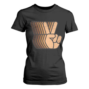 Retro Equality for All T Shirt For Women Peace Sign V Fingers Skin Tone Hands Vintage - African Pride