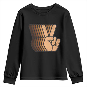 Retro Equality for All Youth Sweatshirt Peace Sign V Fingers Skin Tone Hands Vintage - African Pride