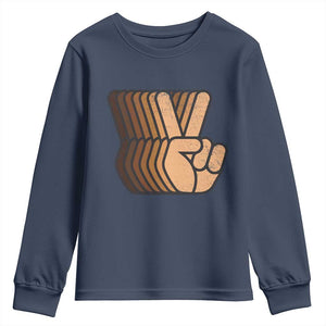 Retro Equality for All Youth Sweatshirt Peace Sign V Fingers Skin Tone Hands Vintage - African Pride
