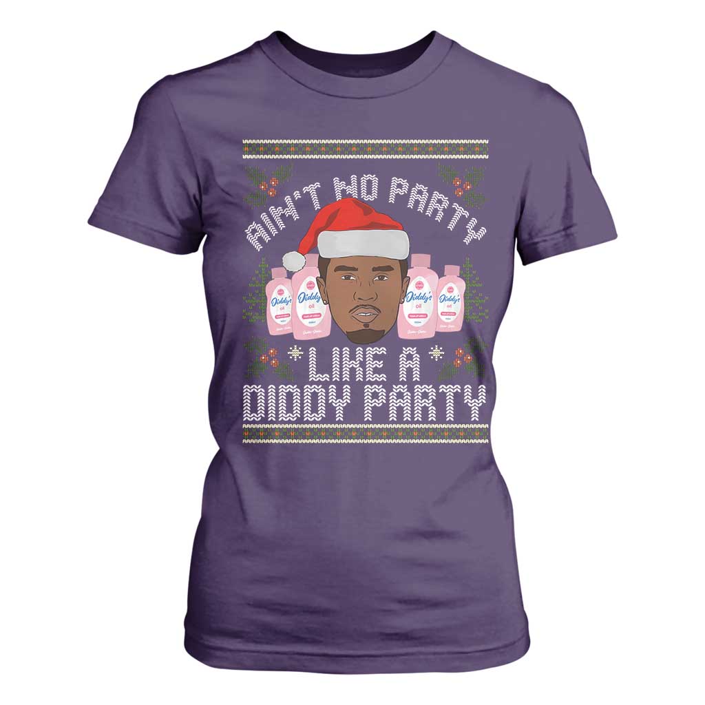 Funny Christmas T Shirt For Women Ain't No Party Like a Diddy Party Baby Oil Ugly Gifts - African Pride