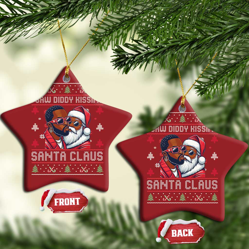 Funny Christmas Christmas Ornament Funy Dirty I Saw Diddy Kissing Santa Claus Ugly Xmas Sweater - African Pride