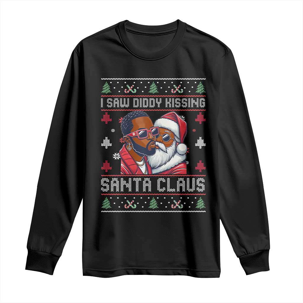 Funny Christmas Long Sleeve Shirt Funy Dirty I Saw Diddy Kissing Santa Claus Ugly Xmas Sweater - African Pride