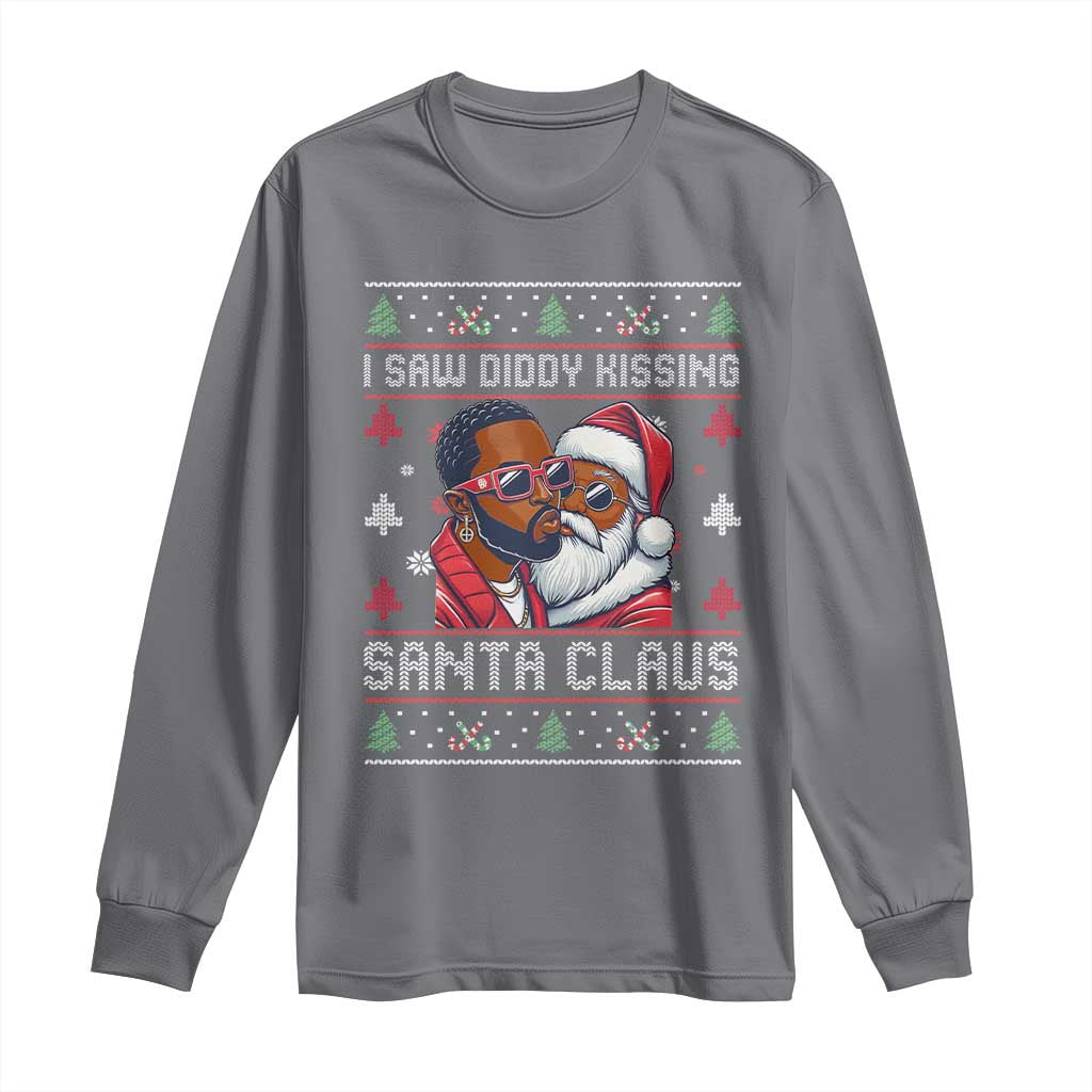 Funny Christmas Long Sleeve Shirt Funy Dirty I Saw Diddy Kissing Santa Claus Ugly Xmas Sweater - African Pride