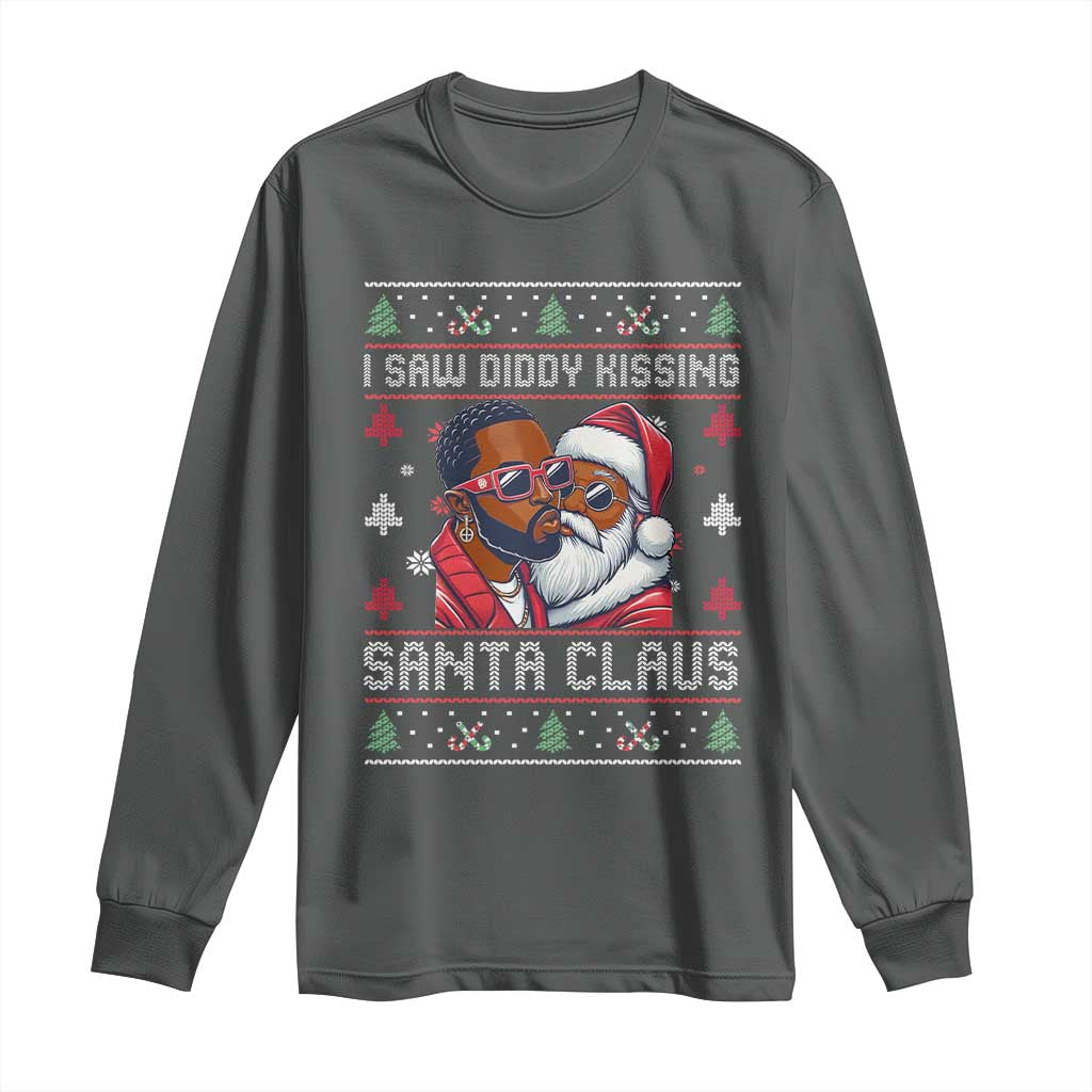Funny Christmas Long Sleeve Shirt Funy Dirty I Saw Diddy Kissing Santa Claus Ugly Xmas Sweater - African Pride