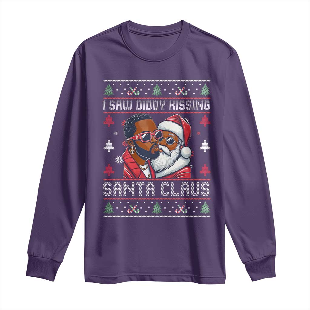Funny Christmas Long Sleeve Shirt Funy Dirty I Saw Diddy Kissing Santa Claus Ugly Xmas Sweater - African Pride