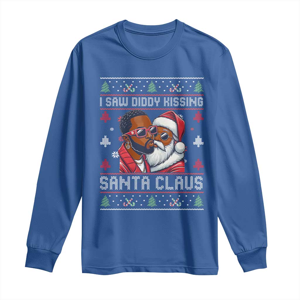 Funny Christmas Long Sleeve Shirt Funy Dirty I Saw Diddy Kissing Santa Claus Ugly Xmas Sweater - African Pride