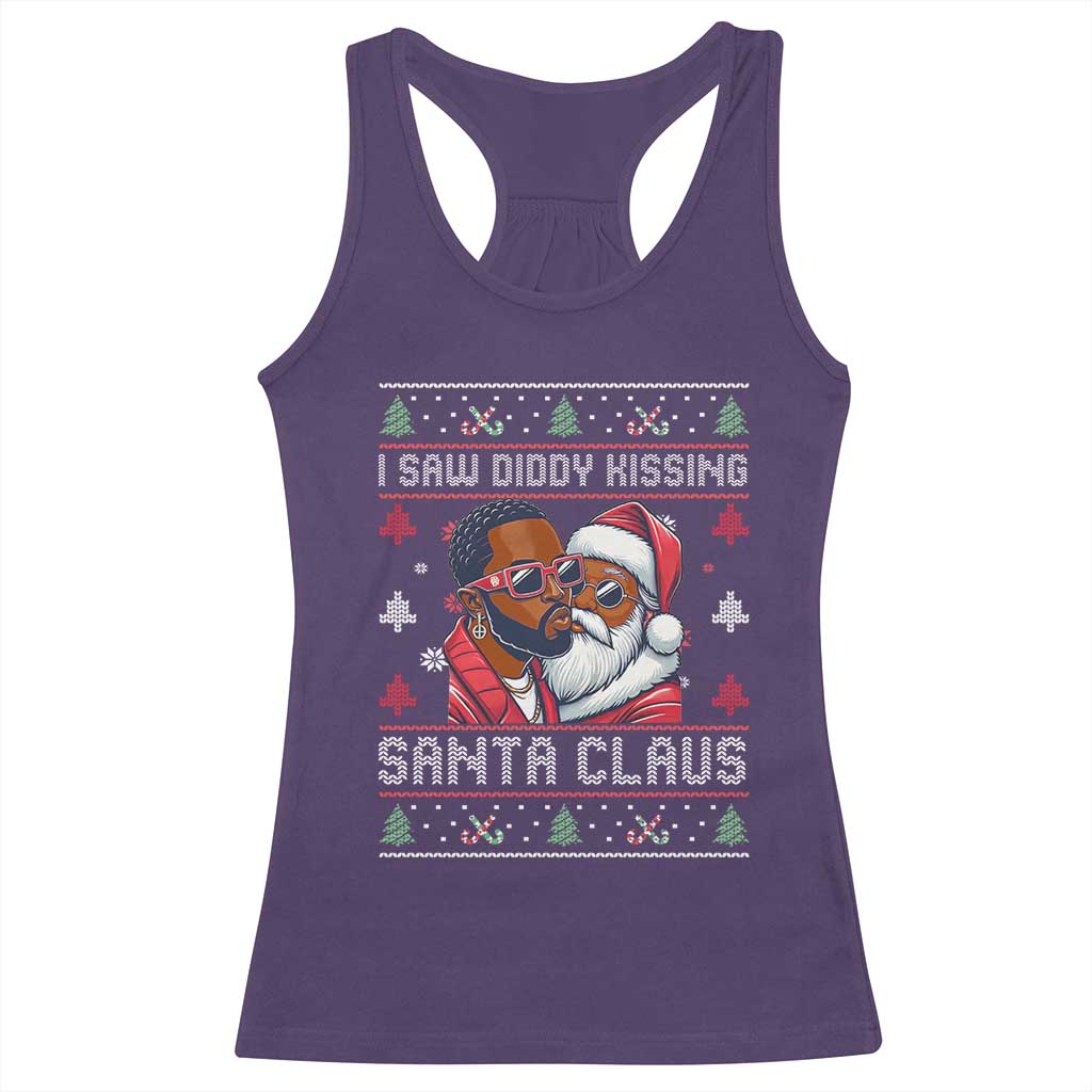Funny Christmas Racerback Tank Top Funy Dirty I Saw Diddy Kissing Santa Claus Ugly Xmas Sweater - African Pride