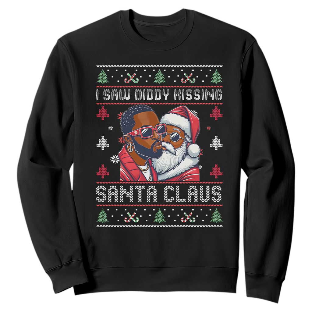 Funny Christmas Sweatshirt Funy Dirty I Saw Diddy Kissing Santa Claus Ugly Xmas Sweater - African Pride