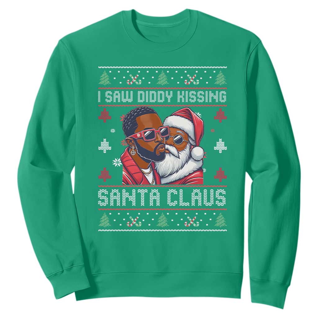 Funny Christmas Sweatshirt Funy Dirty I Saw Diddy Kissing Santa Claus Ugly Xmas Sweater - African Pride