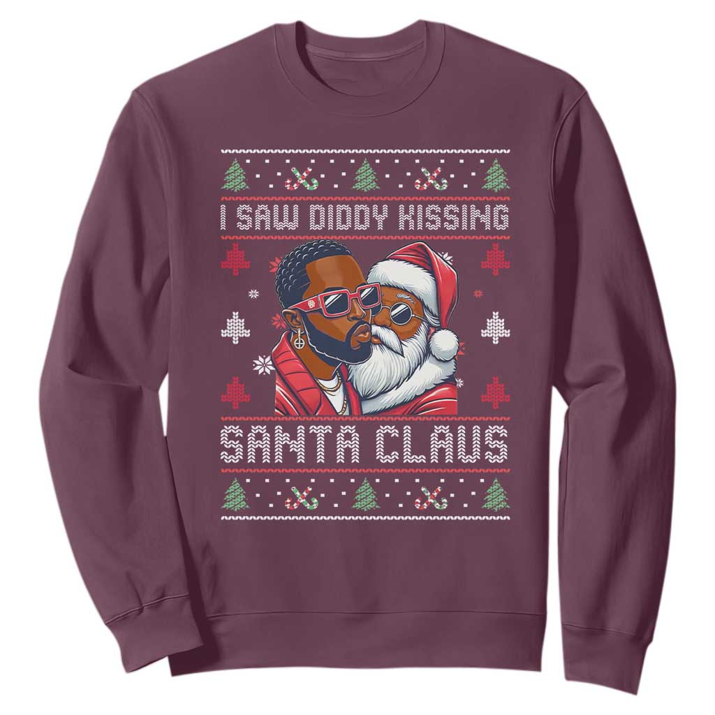 Funny Christmas Sweatshirt Funy Dirty I Saw Diddy Kissing Santa Claus Ugly Xmas Sweater - African Pride