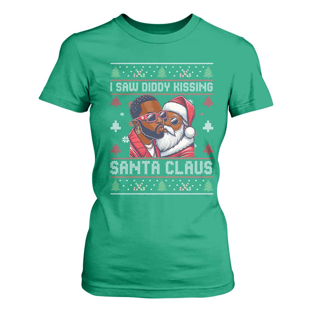 Funny Christmas T Shirt For Women Funy Dirty I Saw Diddy Kissing Santa Claus Ugly Xmas Sweater - African Pride