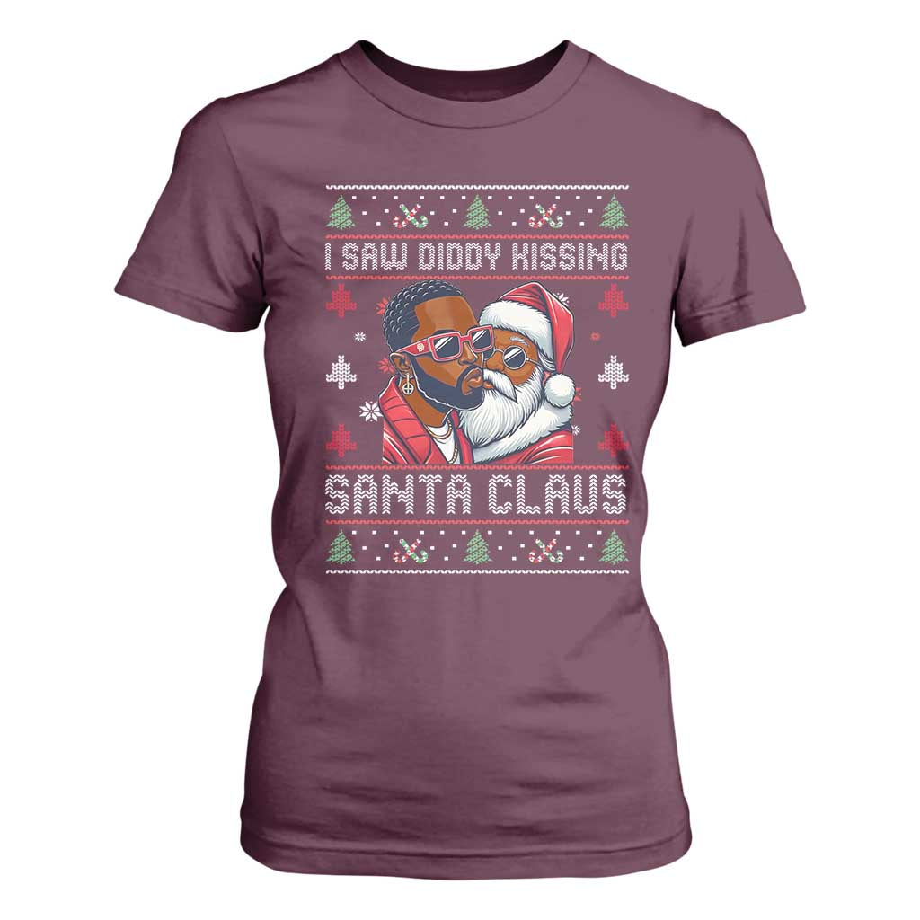 Funny Christmas T Shirt For Women Funy Dirty I Saw Diddy Kissing Santa Claus Ugly Xmas Sweater - African Pride