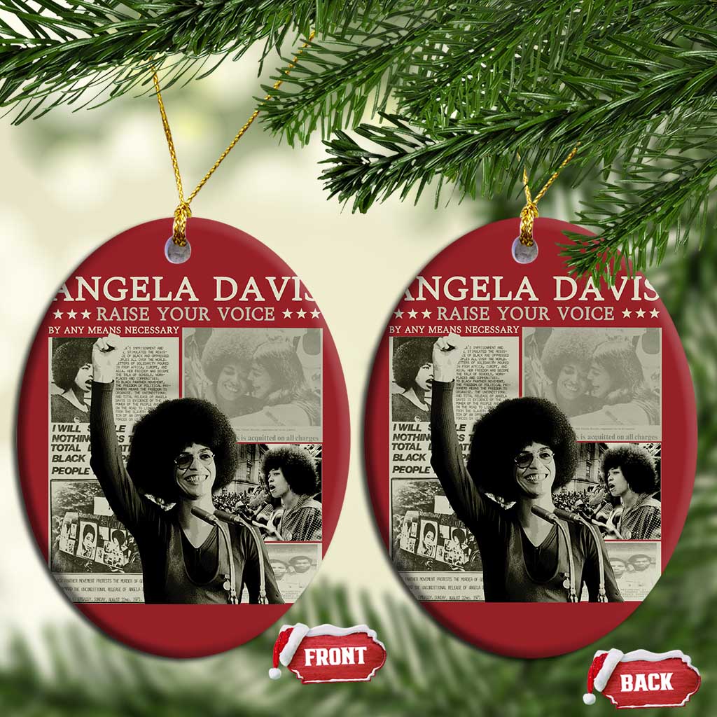 Black History Month Angela Davis Christmas Ornament Raise Your Voice Feminist Human Rights - African Pride