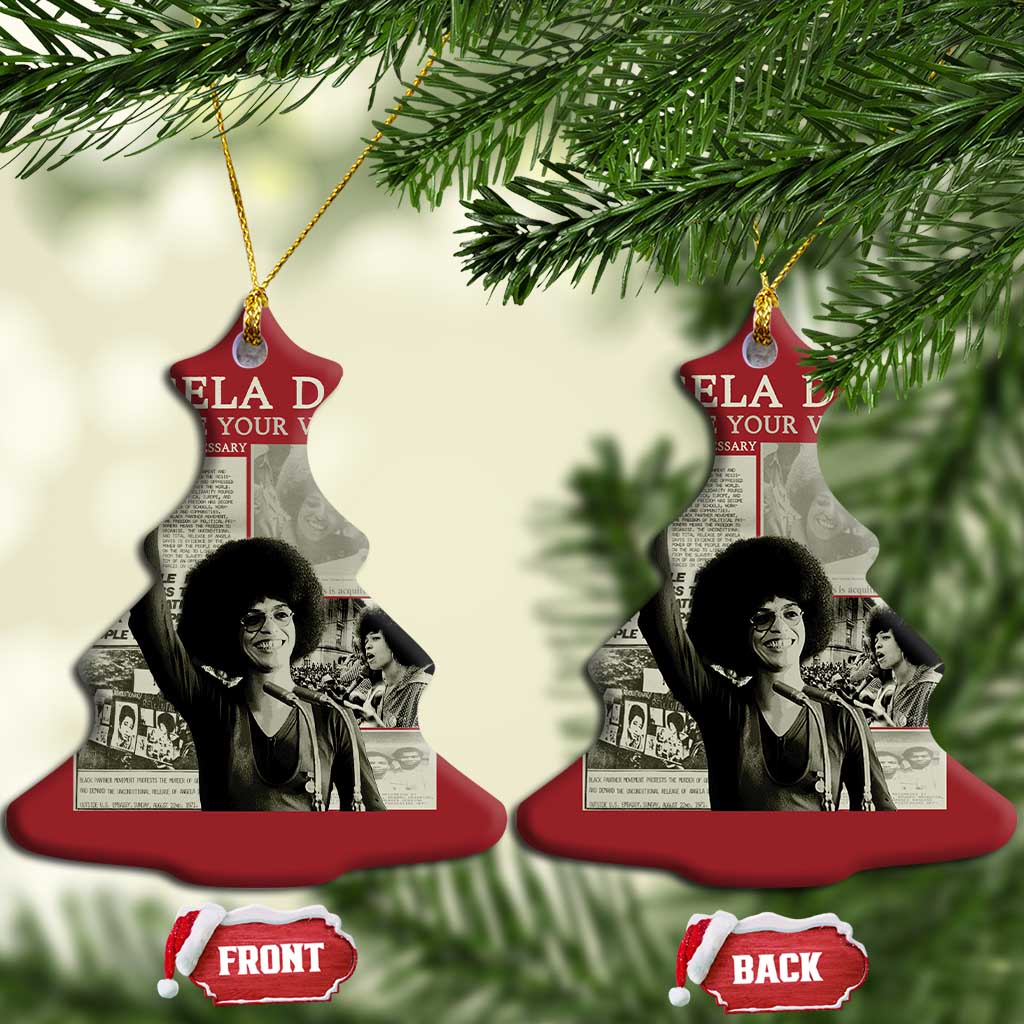 Black History Month Angela Davis Christmas Ornament Raise Your Voice Feminist Human Rights - African Pride