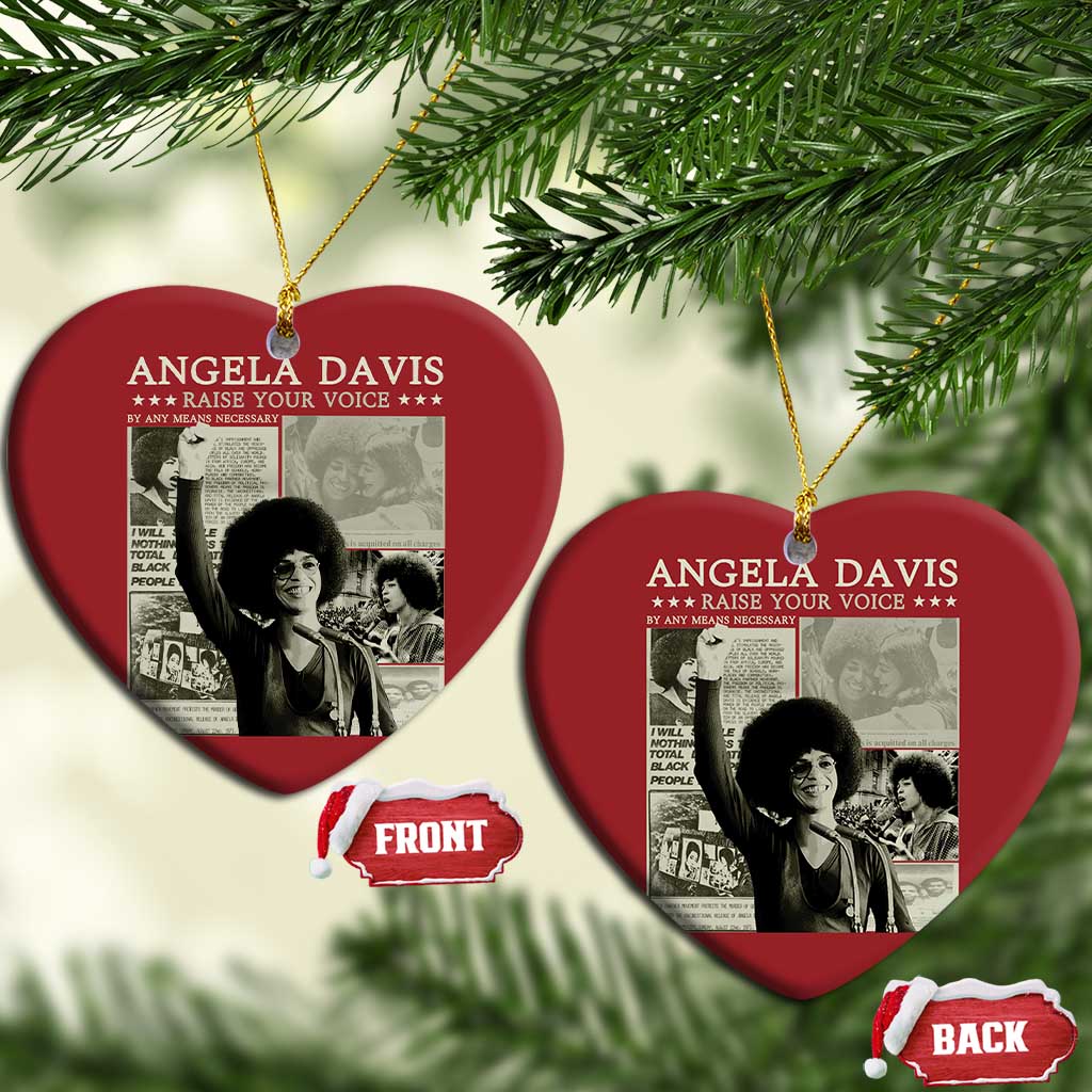 Black History Month Angela Davis Christmas Ornament Raise Your Voice Feminist Human Rights - African Pride