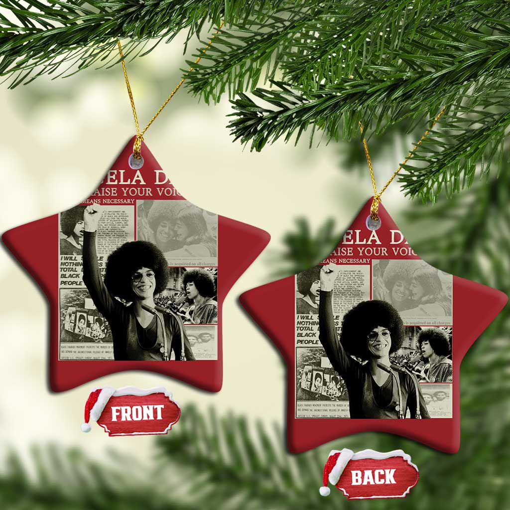 Black History Month Angela Davis Christmas Ornament Raise Your Voice Feminist Human Rights - African Pride