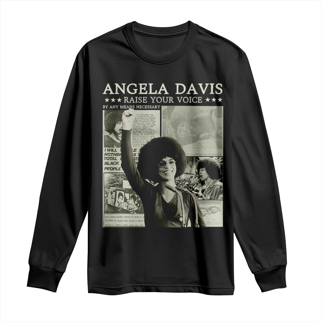 Black History Month Angela Davis Long Sleeve Shirt Raise Your Voice Feminist Human Rights - African Pride
