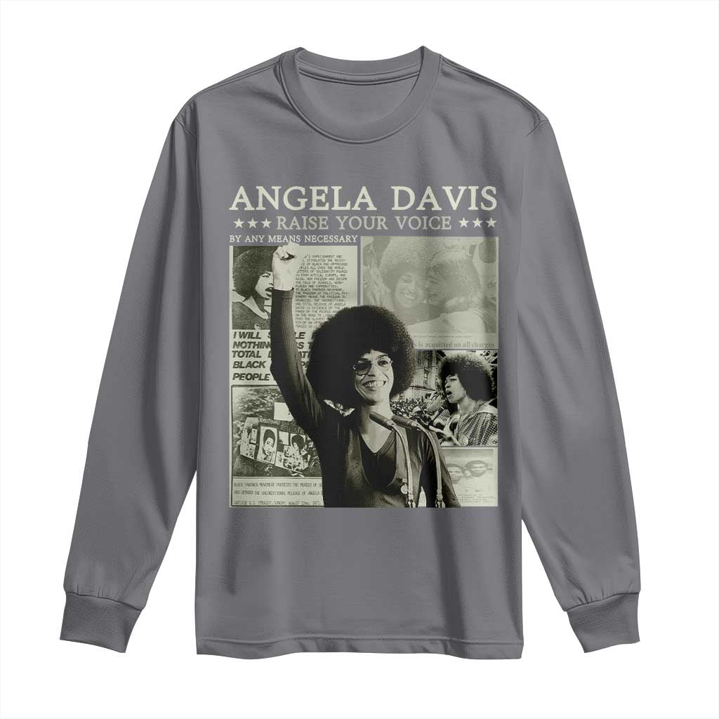 Black History Month Angela Davis Long Sleeve Shirt Raise Your Voice Feminist Human Rights - African Pride