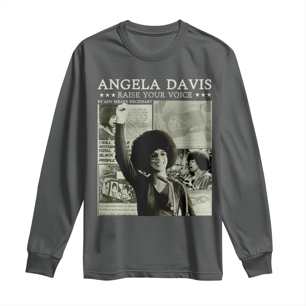 Black History Month Angela Davis Long Sleeve Shirt Raise Your Voice Feminist Human Rights - African Pride