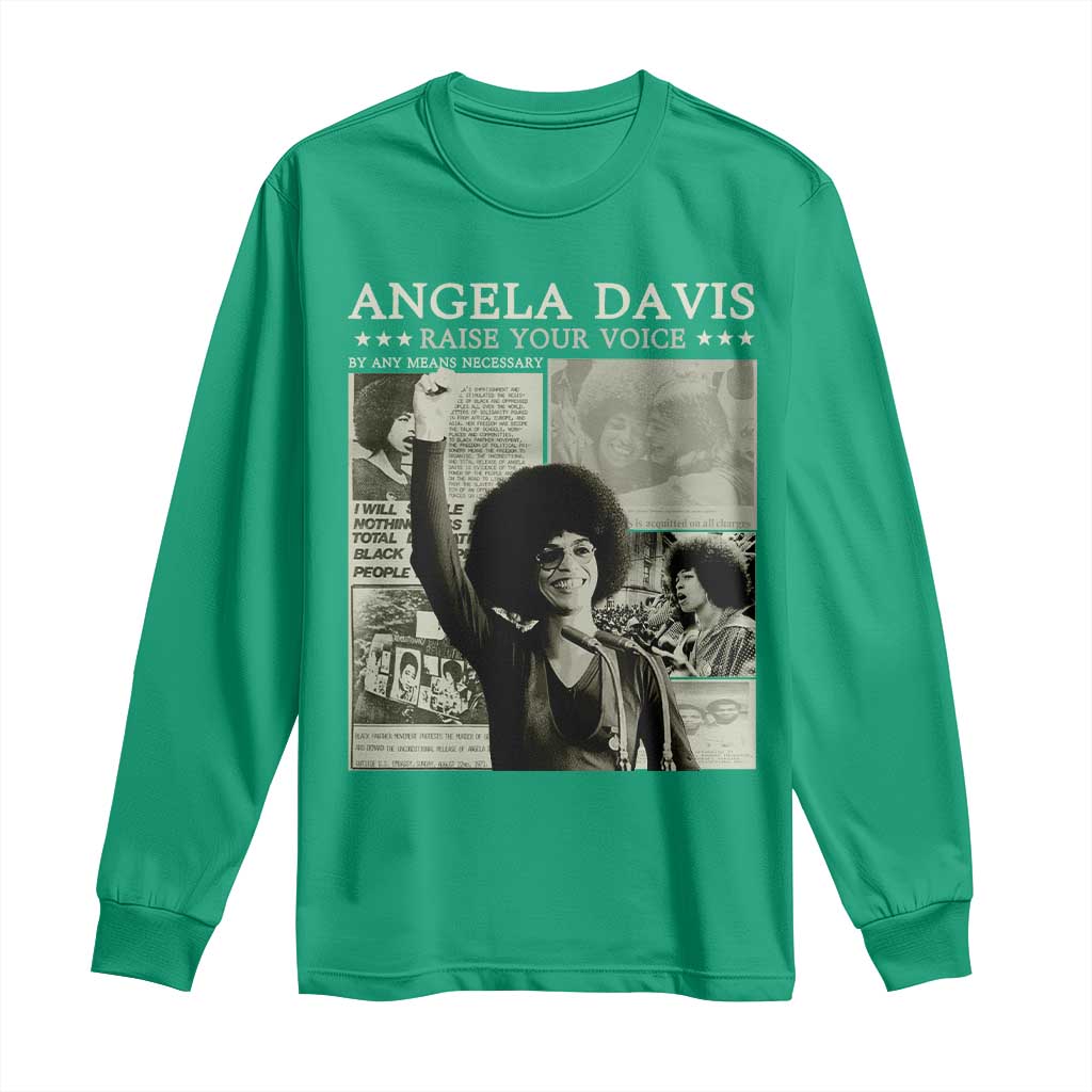Black History Month Angela Davis Long Sleeve Shirt Raise Your Voice Feminist Human Rights - African Pride
