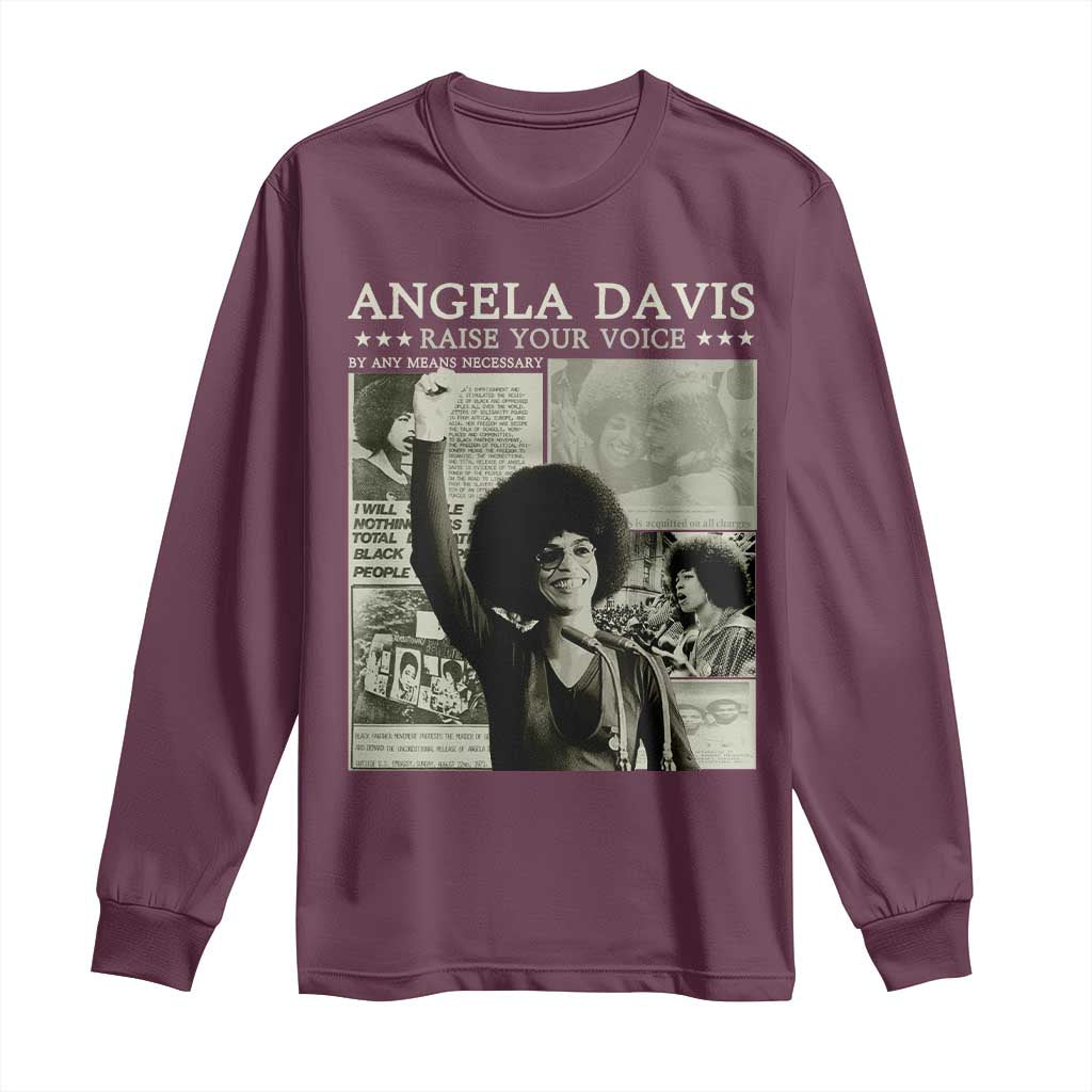 Black History Month Angela Davis Long Sleeve Shirt Raise Your Voice Feminist Human Rights - African Pride
