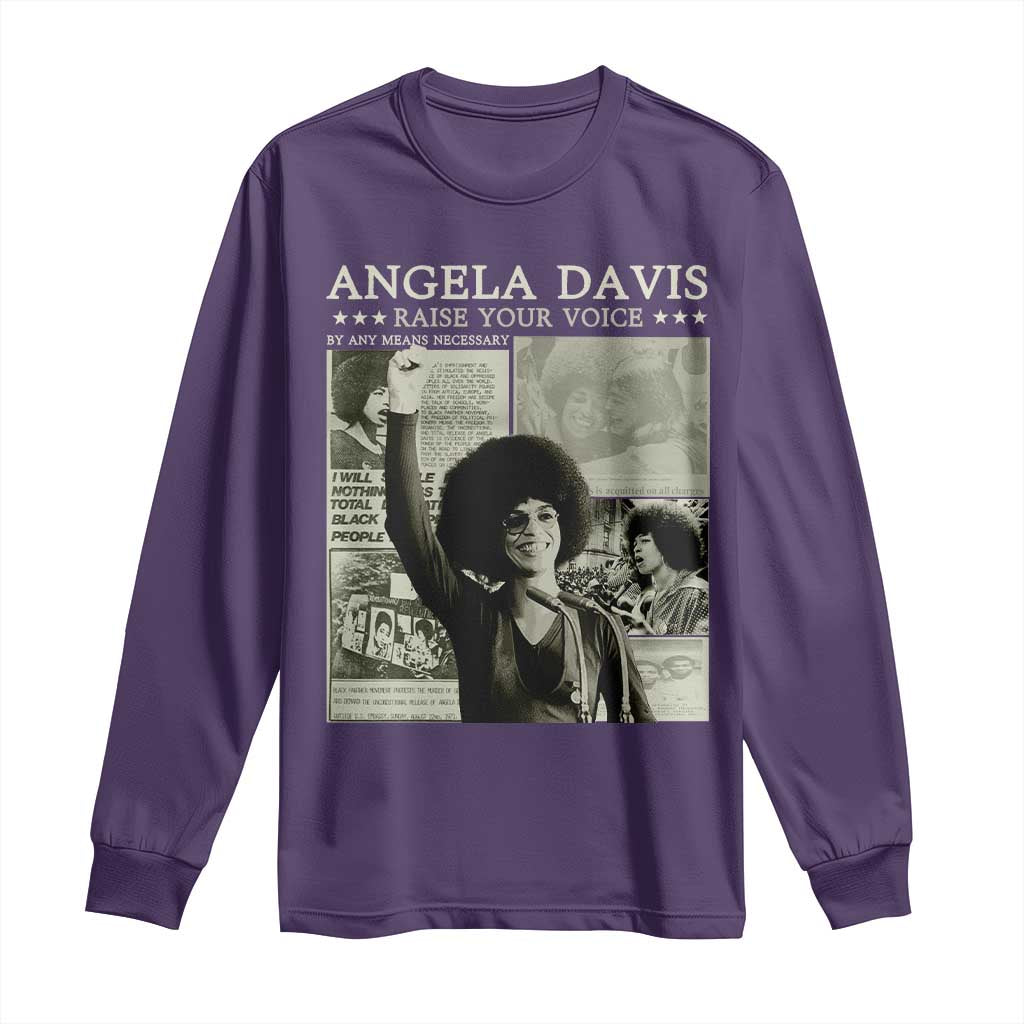 Black History Month Angela Davis Long Sleeve Shirt Raise Your Voice Feminist Human Rights - African Pride