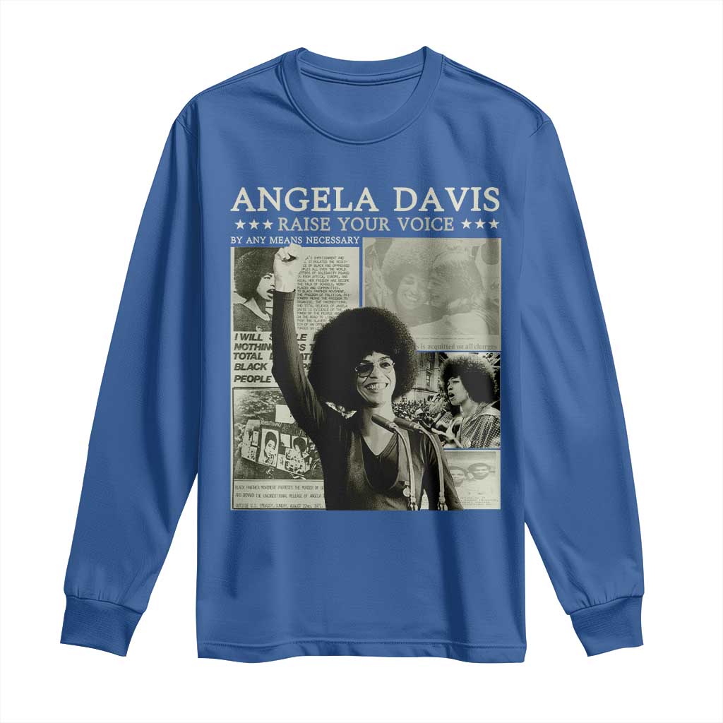 Black History Month Angela Davis Long Sleeve Shirt Raise Your Voice Feminist Human Rights - African Pride