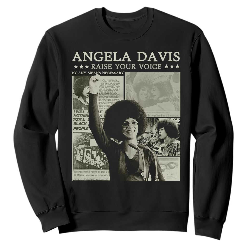 Black History Month Angela Davis Sweatshirt Raise Your Voice Feminist Human Rights - African Pride