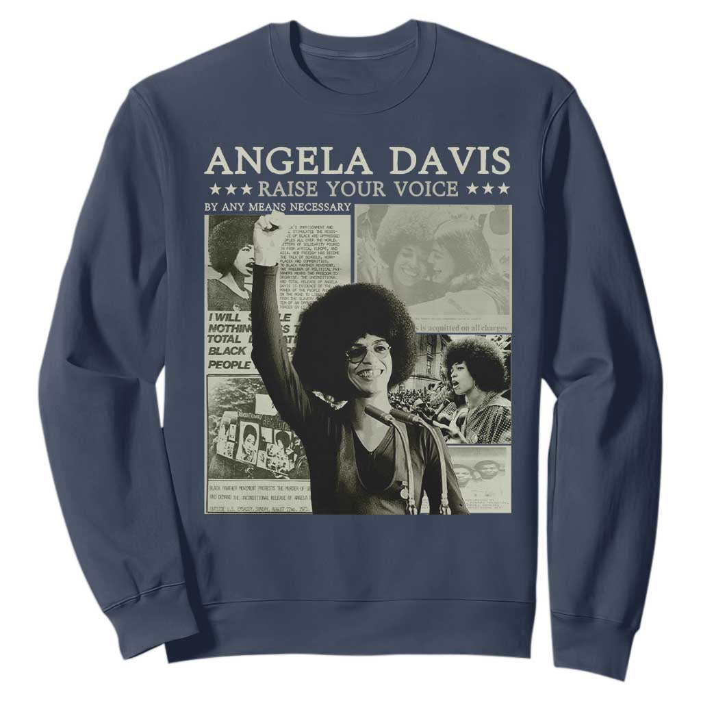 Black History Month Angela Davis Sweatshirt Raise Your Voice Feminist Human Rights - African Pride