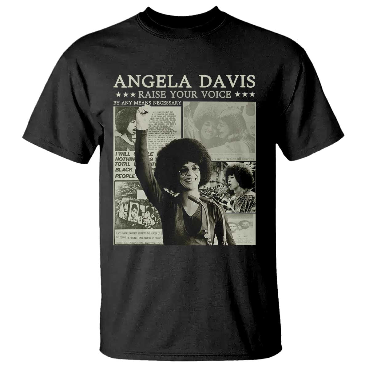 Black History Month Angela Davis T Shirt Raise Your Voice Feminist Human Rights - African Pride