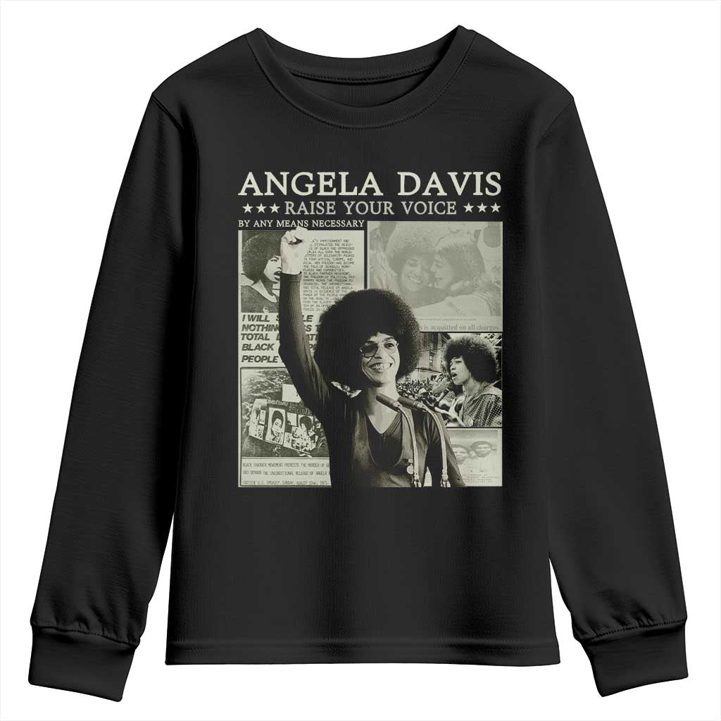 Black History Month Angela Davis Youth Sweatshirt Raise Your Voice Feminist Human Rights - African Pride