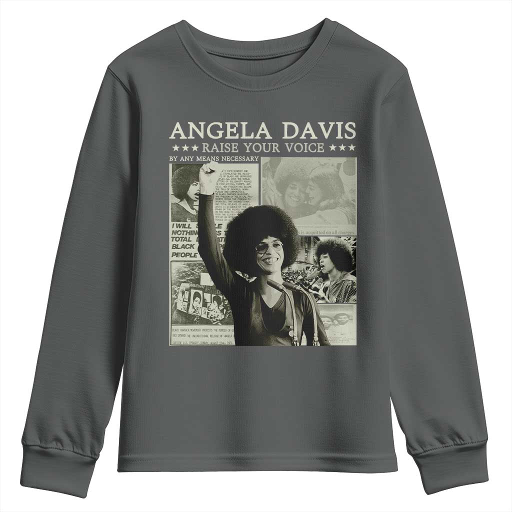 Black History Month Angela Davis Youth Sweatshirt Raise Your Voice Feminist Human Rights - African Pride