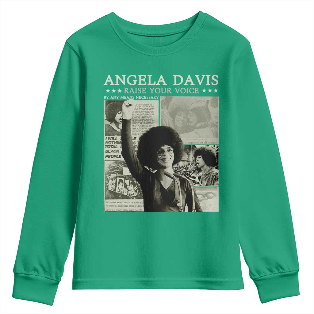Black History Month Angela Davis Youth Sweatshirt Raise Your Voice Feminist Human Rights - African Pride