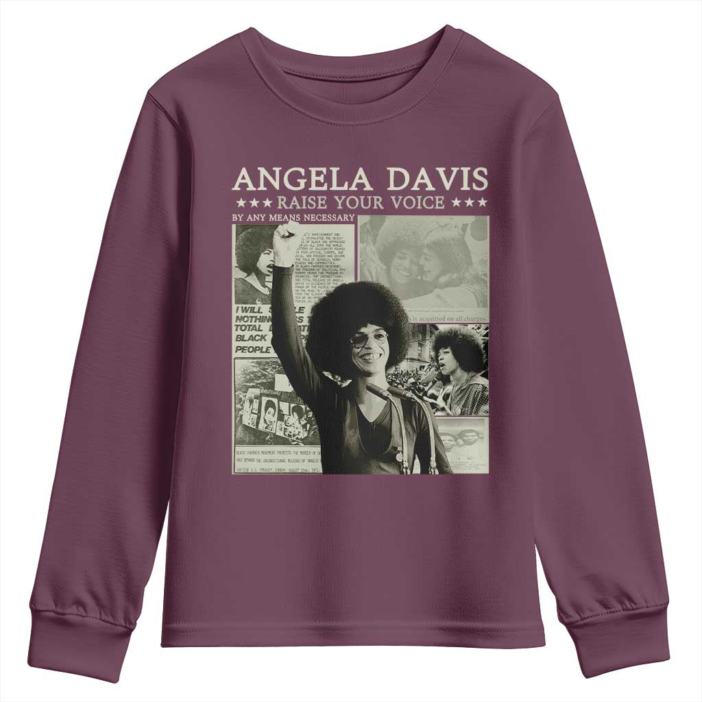 Black History Month Angela Davis Youth Sweatshirt Raise Your Voice Feminist Human Rights - African Pride