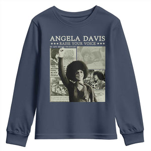 Black History Month Angela Davis Youth Sweatshirt Raise Your Voice Feminist Human Rights - African Pride